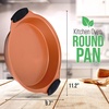 image:imageNutrichef Non Stick Round Cake Pan Commercial Grade Metal Bakeware with Silicone Handles LongLasting EasytoClean Dishwasher Safe PFOA PFOS PTFE Free Ideal for Baking Ovens 97 Inch