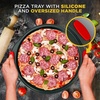 image:imageNutrichef NonStick Pizza Tray with Silicone Handles 4Pack Round Steel NonStick Pans with Perforated Holes Premium Bakeware Pizza Trays with Silicone and Oversized Handles Dishwasher Safe20 Piece