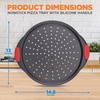 image:imageNutrichef NonStick Pizza Tray with Silicone Handles 4Pack Round Steel NonStick Pans with Perforated Holes Premium Bakeware Pizza Trays with Silicone and Oversized Handles Dishwasher Safe4 Piece