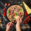 image:imageNutrichef NonStick Pizza Tray with Silicone Handles 4Pack Round Steel NonStick Pans with Perforated Holes Premium Bakeware Pizza Trays with Silicone and Oversized Handles Dishwasher Safe10 Piece