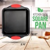 image:imageNutrichef Nonstick Square Baking Pan with Red Silicone Grip Handles  Square Brownie amp Cake Tray  Even Heat Distribution PFOA PFOS PTFEFree Nonstick Coating  8 x 8 Pan Gray