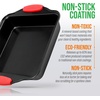 image:imageNutrichef Nonstick Square Baking Pan with Red Silicone Grip Handles  Square Brownie amp Cake Tray  Even Heat Distribution PFOA PFOS PTFEFree Nonstick Coating  8 x 8 Pan Gray
