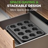 image:imageNutrichef Oven Tray Set Baking Trays for Oven Non Stick Set Bakeware Cooking Pans Cookie Sheets 10 Piece Carbon Steel Square Round Loaf Pizza Cupcake Tins Dishwasher Safe BlackBlack