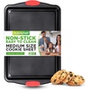 image:image15 Non Stick Cookie Sheet Medium Gray Commercial Grade Restaurant Quality Carbon Metal Bakeware with Red Silicone Handles Compatible with Model NCSBS3S