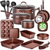 image:imageNutriChef 20Piece Nonstick Cookware Set  Pots and Pans Set with Bakeware amp Utensils Dutch Oven Induction Compatible PFOA amp PFOS Free Tempered Glass Lids Aluminum Brown