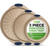 image:imageNutriChef 3Piece Pizza Tray Set with Silicone Handles  Round Nonstick Pizza Pan with Perforated Holes Durable Carbon Steel Small Medium Large Sizes  Ideal for Crispy Evenly Baked Pizzas GoldGold