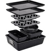 image:imageNutriChef 8Piece Stackable Bakeware Set  Carbon Steel NonStick Baking Pan Set  Includes Sheet Muffin Round Loaf Square Cake amp Deep Pans  No PFOA amp PFOS  Oven Safe to 450 F  Marble CreamBlack Marble