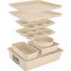 image:imageNutriChef 8Piece Stackable Bakeware Set  Carbon Steel NonStick Baking Pan Set  Includes Sheet Muffin Round Loaf Square Cake amp Deep Pans  No PFOA amp PFOS  Oven Safe to 450 F  Marble CreamMarble Cream