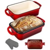 image:imageNutriChef 9x5 Enameled Cast Iron Loaf Pan with Lid EnamelCoated Baking Loaf Pan for Sourdough Oven Safe Nonstick Bread Pan with Silicon Gloves Dishwasher Safe RedRed