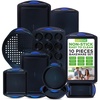 image:imageNutriChef Baking Set 10Piece Dark Blue with Blue Silicone Handles  Baking Tray Bread Baking Mould Muffin Mould NonStick Carbon Steel Stackable Oven Safe up to 230 C Dishwasher Safe