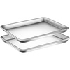 image:imageNutriChef Non Stick Baking Sheets Cookie Pan Aluminum Bakeware Professional Quality Kitchen Cooking NonStick Bake Trays with Silver Coating Inside and Outside 1 Pair of Pans