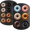 image:imageNutriChef Variety 2 Pack Full amp Mini Donut Pan for Baking  One 12Cavity Mini Donut Pan amp One 6Cavity Full Size Donut Pan for Baking  Carbon Steel Bagel Molds  Oven Safe Up To 450F  Black