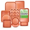 image:imageNutrichef 10Piece Baking Mould Set NonStick Coating Springform Set Heat Resistant Dishwasher Safe and Stackable Includes Muffin Tray Pizza Tray Springform Tin etc Baking Set for the Oven