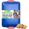 image:imageNutrichef 15 Nonstick Cookie Sheet for Baking  Premium Grade Carbon Steel NonStick Baking amp Roasting Pan w Silicone Handles  Dishwasher Safe Blue