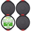 image:imageNutrichef NonStick Pizza Tray with Silicone Handles 4Pack Round Steel NonStick Pans with Perforated Holes Premium Bakeware Pizza Trays with Silicone and Oversized Handles Dishwasher Safe4 Piece
