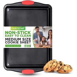 image:image15 Non Stick Cookie Sheet Medium Gray Commercial Grade Restaurant Quality Carbon Metal Bakeware with Red Silicone Handles Compatible with Model NCSBS3S