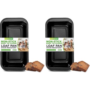 image:imageNutriChef 10 NonStick Loaf Pan  Large Premium Carbon Steel Baking Pan for Bread Meatloaf amp More  Dishwasher Safe BlackOne size Pack of 2