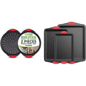 image:imageNutriChef 2Piece 13Inch Pizza Tray and 3Piece NonStick Kitchen Oven Baking Pan Set