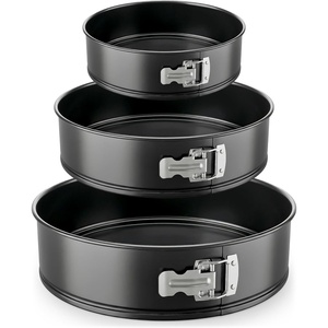 image:imageNutriChef 9 Inch Nonstick Cheesecake Springform Cake Pan  Stainless Steel Clasp amp Removable Bottom  Durable Stainless Steel Cheesecake Pan  Easy to Clean  Includes 100 Parchment Papers  BlackSet of 3