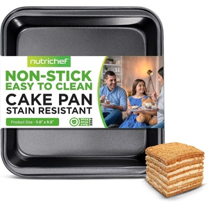 image:imageNutriChef 9 Nonstick Square Cake Pan  Heavy Duty Carbon Steel Baking Tray for Kitchen Oven  Bakeware for Cakes Cookies Brownies amp More  PFOS PFOA PTFEFree Dishwasher Safe