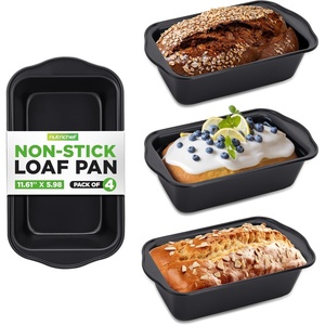 image:imageNutriChef Loaf Pans Set of 4  NonStick Premium Bread Pans Quick amp Even Heat Distribution  Oven Safe To 450 F  No PFOA PFOS amp PTFEs  Food Grade Carbon Steel  1161 x 598 x 256 Inches Black4 pack