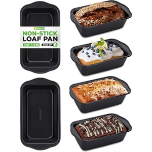 image:imageNutriChef Loaf Pans Set of 4  NonStick Premium Bread Pans Quick amp Even Heat Distribution  Oven Safe To 450 F  No PFOA PFOS amp PTFEs  Food Grade Carbon Steel  1161 x 598 x 256 Inches Black6 pack