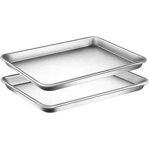 image:imageNutriChef Non Stick Baking Sheets Cookie Pan Aluminum Bakeware Professional Quality Kitchen Cooking NonStick Bake Trays with Silver Coating Inside and Outside 1 Pair of Pans