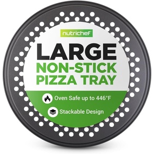 image:imageNutriChef Nonstick Pizza Tray  32cm Perforated Carbon Steel Baking Pan