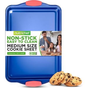 image:imageNutrichef 15 Nonstick Cookie Sheet for Baking  Premium Grade Carbon Steel NonStick Baking amp Roasting Pan w Silicone Handles  Dishwasher Safe Blue