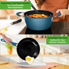 image:imageNutriChef 11 Pc Ceramic Cookware Set  Excilon Blue Diamond Nonstick Induction Ready Includes Saucepan Fry Pans Dutch Oven Utensils Dishwasher Safe  NCCW11BD7
