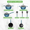 image:imageNutriChef 11 Pc Ceramic Cookware Set  Excilon Blue Diamond Nonstick Induction Ready Includes Saucepan Fry Pans Dutch Oven Utensils Dishwasher Safe  NCCW11BD7