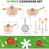 image:imageNutriChef 14 Pcs Nonstick Ceramic Cookware Set  Induction Safe Pots and Pans with Glass Lids CoolTouch Handles Even Heat Distribution Dishwasher Safe Includes Spatula Ladle Tong BlackPink