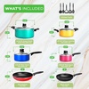 image:imageNutriChef 15Piece Colorful Pots and Pans Set  Heat Resistant Lacquer Cookware Set with Saucepot Frying Pans Oven Pot Lids Utensil set  All Cooktop Compatible Including Induction