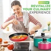 image:imageNutriChef 15Piece Colorful Pots and Pans Set  Heat Resistant Lacquer Cookware Set with Saucepot Frying Pans Oven Pot Lids Utensil set  All Cooktop Compatible Including Induction
