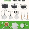 image:imageNutriChef 18Piece Ceramic Cookware Set with Detachable Handles Non Stick Pots and Pans PTFEFree Natural Ceramic Coating SpaceSaving Design Oven amp Stove Safe Includes UtensilsBlue
