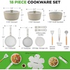 image:imageNutriChef 18Piece Ceramic Cookware Set with Detachable Handles Non Stick Pots and Pans PTFEFree Natural Ceramic Coating SpaceSaving Design Oven amp Stove Safe Includes UtensilsGreen