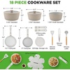 image:imageNutriChef 18Piece Ceramic Cream Pot Set with Removable Handles Induction Pot and Pan Set NonStick SpaceSaving Stackable OvenSafe All Hob Types