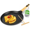 image:imageNutriChef 2Pack NonStick Crepe Pan Set 94 Marble Coated Dosa Pans with Wooden Spreaders Bakelite and Wood Handles InductionCompatible Dishwasher Safe Even Heat Distribution White CreamBlack