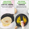 image:imageNutriChef 2Pack NonStick Crepe Pan Set 94 Marble Coated Dosa Pans with Wooden Spreaders Bakelite and Wood Handles InductionCompatible Dishwasher Safe Even Heat Distribution White CreamBlack