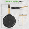 image:imageNutriChef 2Pack NonStick Crepe Pan Set 94 Marble Coated Dosa Pans with Wooden Spreaders Bakelite and Wood Handles InductionCompatible Dishwasher Safe Even Heat Distribution White CreamBlack