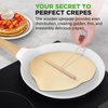image:imageNutriChef 2Pack NonStick Crepe Pan Set 94 Marble Coated Dosa Pans with Wooden Spreaders Bakelite and Wood Handles InductionCompatible Dishwasher Safe Even Heat Distribution White CreamCream