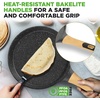 image:imageNutriChef 2Pack NonStick Crepe Pan Set 94 Marble Coated Dosa Pans with Wooden Spreaders Bakelite and Wood Handles InductionCompatible Dishwasher Safe Even Heat Distribution White CreamBlack