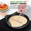 image:imageNutriChef 2Pack NonStick Crepe Pan Set 94 Marble Coated Dosa Pans with Wooden Spreaders Bakelite and Wood Handles InductionCompatible Dishwasher Safe Even Heat Distribution White CreamBlack