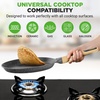 image:imageNutriChef 2Pack NonStick Crepe Pan Set 94 Marble Coated Dosa Pans with Wooden Spreaders Bakelite and Wood Handles InductionCompatible Dishwasher Safe Even Heat Distribution White CreamBlack