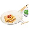 image:imageNutriChef 2Pack NonStick Crepe Pan Set 94 Marble Coated Dosa Pans with Wooden Spreaders Bakelite and Wood Handles InductionCompatible Dishwasher Safe Even Heat Distribution White CreamCream