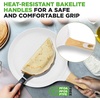 image:imageNutriChef 2Pack NonStick Crepe Pan Set 94 Marble Coated Dosa Pans with Wooden Spreaders Bakelite and Wood Handles InductionCompatible Dishwasher Safe Even Heat Distribution White CreamCream