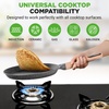 image:imageNutriChef 2Pack NonStick Crepe Pan Set 94 Marble Coated Dosa Pans with Wooden Spreaders Bakelite and Wood Handles InductionCompatible Dishwasher Safe Even Heat Distribution White CreamBlack