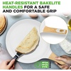 image:imageNutriChef 2Pack NonStick Crepe Pan Set 94 Marble Coated Dosa Pans with Wooden Spreaders Bakelite and Wood Handles InductionCompatible Dishwasher Safe Even Heat Distribution White CreamCream