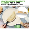image:imageNutriChef 2Pack NonStick Crepe Pan Set 94 Marble Coated Dosa Pans with Wooden Spreaders Bakelite and Wood Handles InductionCompatible Dishwasher Safe Even Heat Distribution White CreamCream