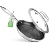 image:imageNutriChef 6Piece Stainless Steel Frying Pan Set with Lids  Triply Kitchenware Pans Set Kitchen Cookware wDAKIN Etching NonStick Coating  Small Medium amp Large Pan with Lid  NC3PFRY3Stainless Steel